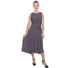 Graphite Grey Midi Tie-back Chiffon Dress by FabChoice