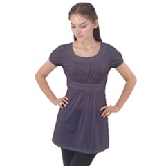 Graphite Grey Puff Sleeve Tunic Top by FabChoice