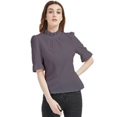 Graphite Grey Frill Neck Blouse