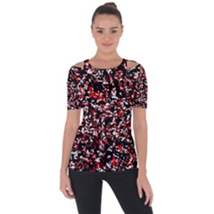 Patterntachesrougeblancnoir75 Shoulder Cut Out Short Sleeve Top