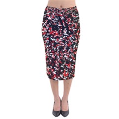 Patterntachesrougeblancnoir75 Velvet Midi Pencil Skirt