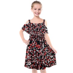 Patterntachesrougeblancnoir75 Kids  Cut Out Shoulders Chiffon Dress