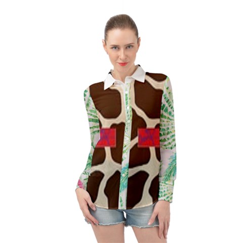 Palm Tree Long Sleeve Chiffon Shirt by tracikcollection