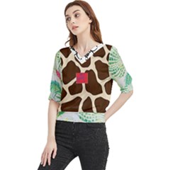 Palm Tree Quarter Sleeve Blouse