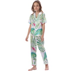  Palm Trees By Traci K Kids  Satin Short Sleeve Pajamas Set