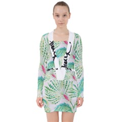  Palm Trees By Traci K V-neck Bodycon Long Sleeve Dress by tracikcollection