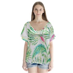  Palm Trees By Traci K V-neck Flutter Sleeve Top by tracikcollection