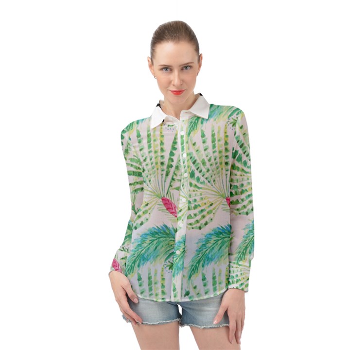  Palm Trees by Traci K Long Sleeve Chiffon Shirt