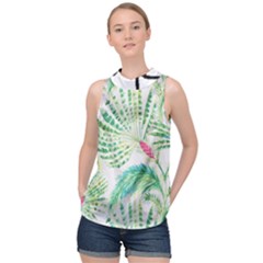  Palm Trees By Traci K High Neck Satin Top by tracikcollection