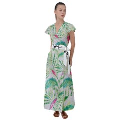  Palm Trees By Traci K Flutter Sleeve Maxi Dress by tracikcollection