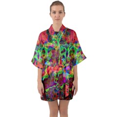 Electric Half Sleeve Satin Kimono 