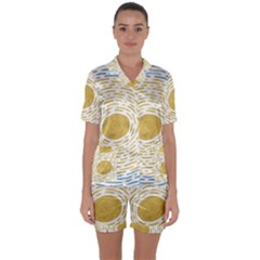 Sunshine Painting Satin Short Sleeve Pajamas Set by goljakoff