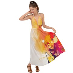 Autumn Paint Backless Maxi Beach Dress by goljakoff