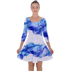 Blue Smoke Quarter Sleeve Skater Dress by goljakoff