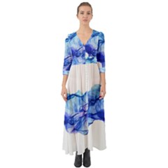 Blue Smoke Button Up Boho Maxi Dress by goljakoff