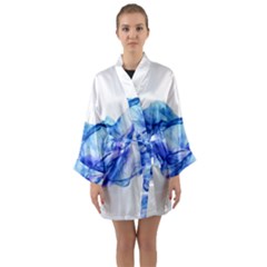 Blue Smoke Long Sleeve Satin Kimono by goljakoff