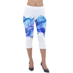 Blue Smoke Lightweight Velour Capri Leggings  by goljakoff