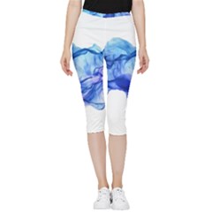 Blue Smoke Inside Out Lightweight Velour Capri Leggings  by goljakoff