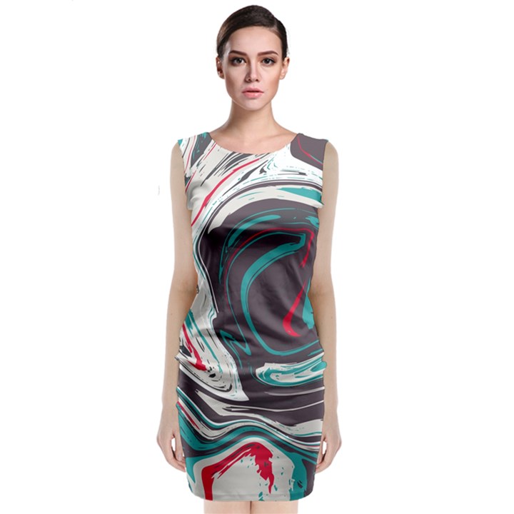 Vector Vivid Marble Pattern 1 Sleeveless Velvet Midi Dress