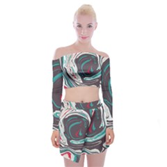 Vector Vivid Marble Pattern 1 Off Shoulder Top With Mini Skirt Set by goljakoff