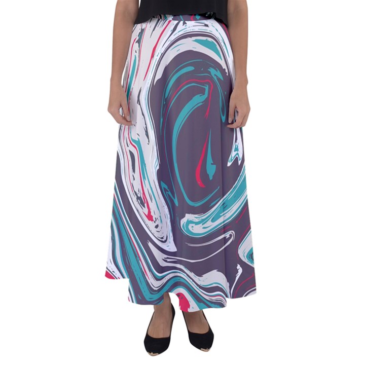 Vector Vivid Marble Pattern 1 Flared Maxi Skirt