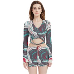 Vector Vivid Marble Pattern 1 Velvet Wrap Crop Top And Shorts Set by goljakoff