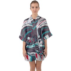 Vector Vivid Marble Pattern 1 Half Sleeve Satin Kimono  by goljakoff