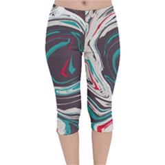 Vector Vivid Marble Pattern 1 Velvet Capri Leggings  by goljakoff