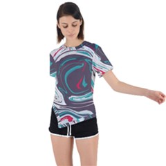 Vector Vivid Marble Pattern 1 Asymmetrical Short Sleeve Sports Tee by goljakoff