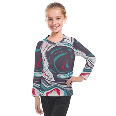 Vector Vivid Marble Pattern 1 Kids  Long Mesh Tee by goljakoff