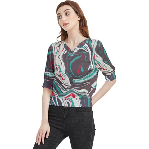 Vector Vivid Marble Pattern 1 Quarter Sleeve Blouse by goljakoff