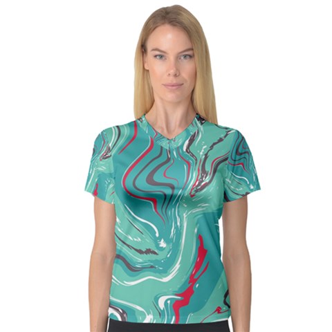 Vector Vivid Marble Pattern 2 V-neck Sport Mesh Tee by goljakoff