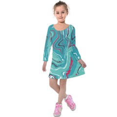 Vector Vivid Marble Pattern 2 Kids  Long Sleeve Velvet Dress by goljakoff