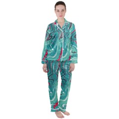 Vector Vivid Marble Pattern 2 Satin Long Sleeve Pajamas Set by goljakoff