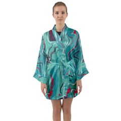 Vector Vivid Marble Pattern 2 Long Sleeve Satin Kimono by goljakoff