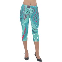 Vector Vivid Marble Pattern 2 Lightweight Velour Capri Leggings  by goljakoff