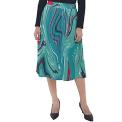 Vector Vivid Marble Pattern 2 Classic Velour Midi Skirt  by goljakoff