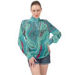 Vector Vivid Marble Pattern 2 High Neck Long Sleeve Chiffon Top by goljakoff