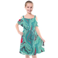 Vector Vivid Marble Pattern 2 Kids  Cut Out Shoulders Chiffon Dress by goljakoff