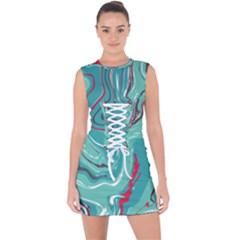 Vector Vivid Marble Pattern 2 Lace Up Front Bodycon Dress by goljakoff