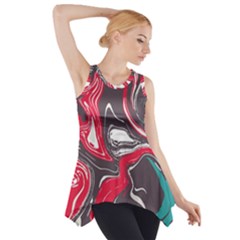 Red Vivid Marble Pattern 3 Side Drop Tank Tunic by goljakoff