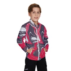 Red Vivid Marble Pattern 3 Kids  Windbreaker by goljakoff