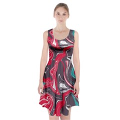 Red Vivid Marble Pattern 3 Racerback Midi Dress by goljakoff