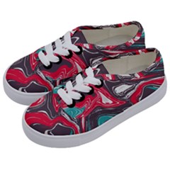 Red Vivid Marble Pattern 3 Kids  Classic Low Top Sneakers by goljakoff