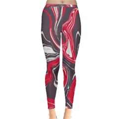 Red Vivid Marble Pattern 3 Inside Out Leggings by goljakoff