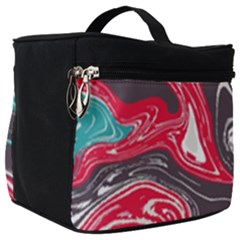 Red Vivid Marble Pattern 3 Make Up Travel Bag (big) by goljakoff