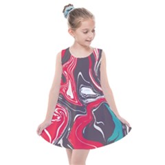 Red Vivid Marble Pattern 3 Kids  Summer Dress by goljakoff