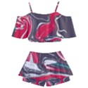 Red Vivid Marble Pattern 3 Kids  Off Shoulder Skirt Bikini View2