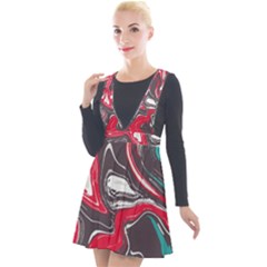 Red Vivid Marble Pattern 3 Plunge Pinafore Velour Dress by goljakoff