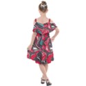 Red Vivid Marble Pattern 3 Kids  Cut Out Shoulders Chiffon Dress View2